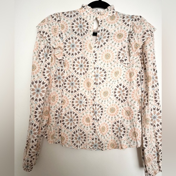 Ana blouse size small Aztec tribal boho ruffles modest indie western - Picture 2 of 4